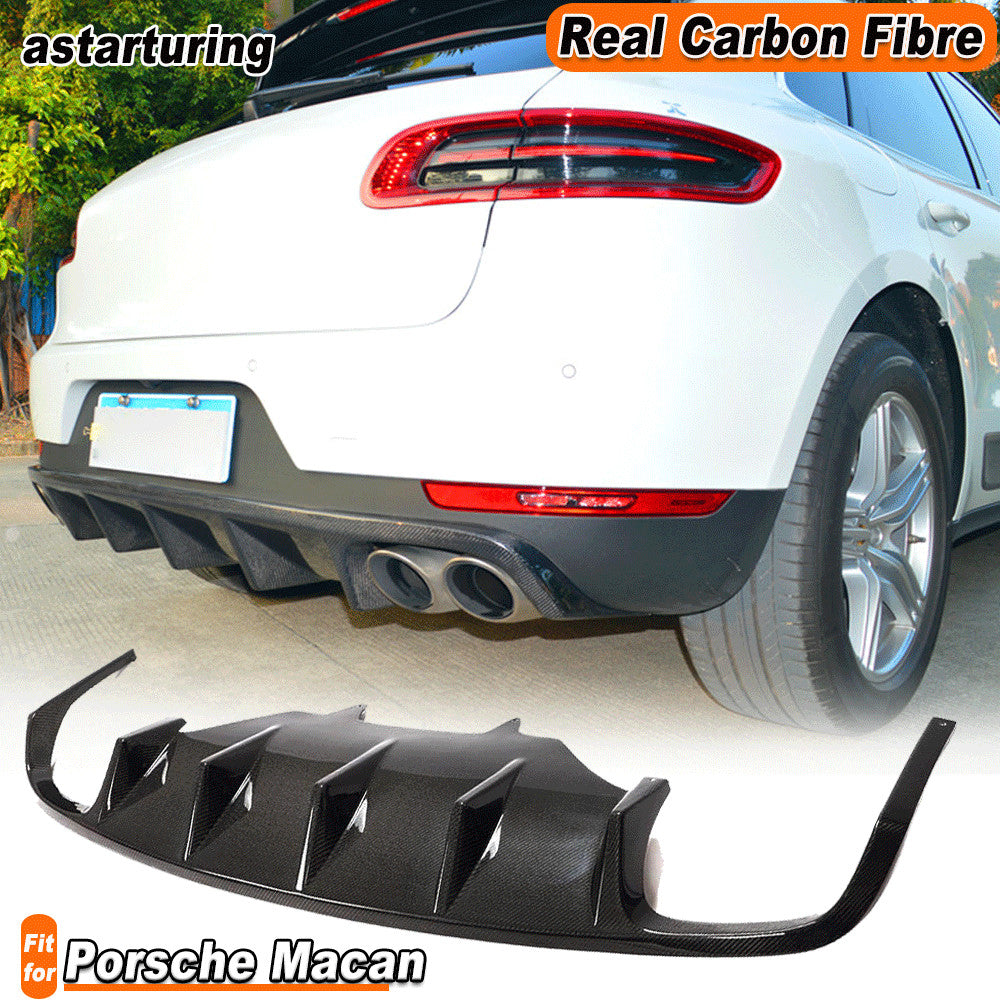 Fit for Porsche Macan 95B 2014-2020 REAL Carbon Rear Bumper Diffuser Lip Spoiler