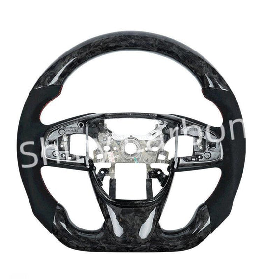 Forged carbon fiber steering wheel with Alcantara trim for Honda for Civic 10, generations 16-21.