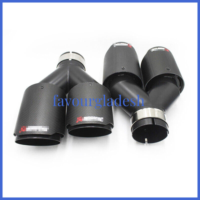 2PCS Akrapovic Real Carbon Fiber Exhaust Tip Dual Pipe ID:2.5 63mm OD:3.5 89mm