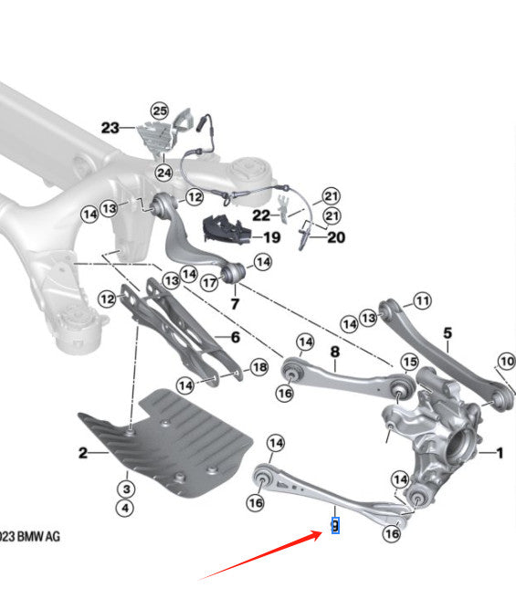 33306878037 Rear Lower Vertical Swing Arm Support X5 X6 G05 G06 G07 30dX 40iX