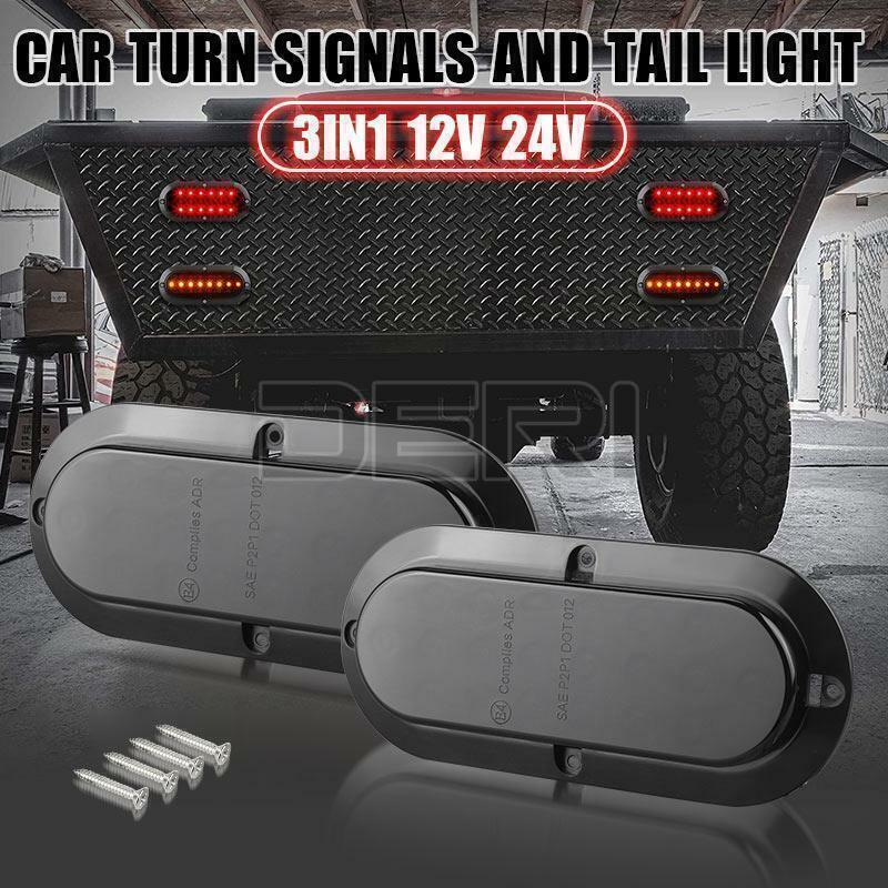 2PCS LED Flowing Running Stop Brake Turn Signal Rear Tail Light Truck Trailer