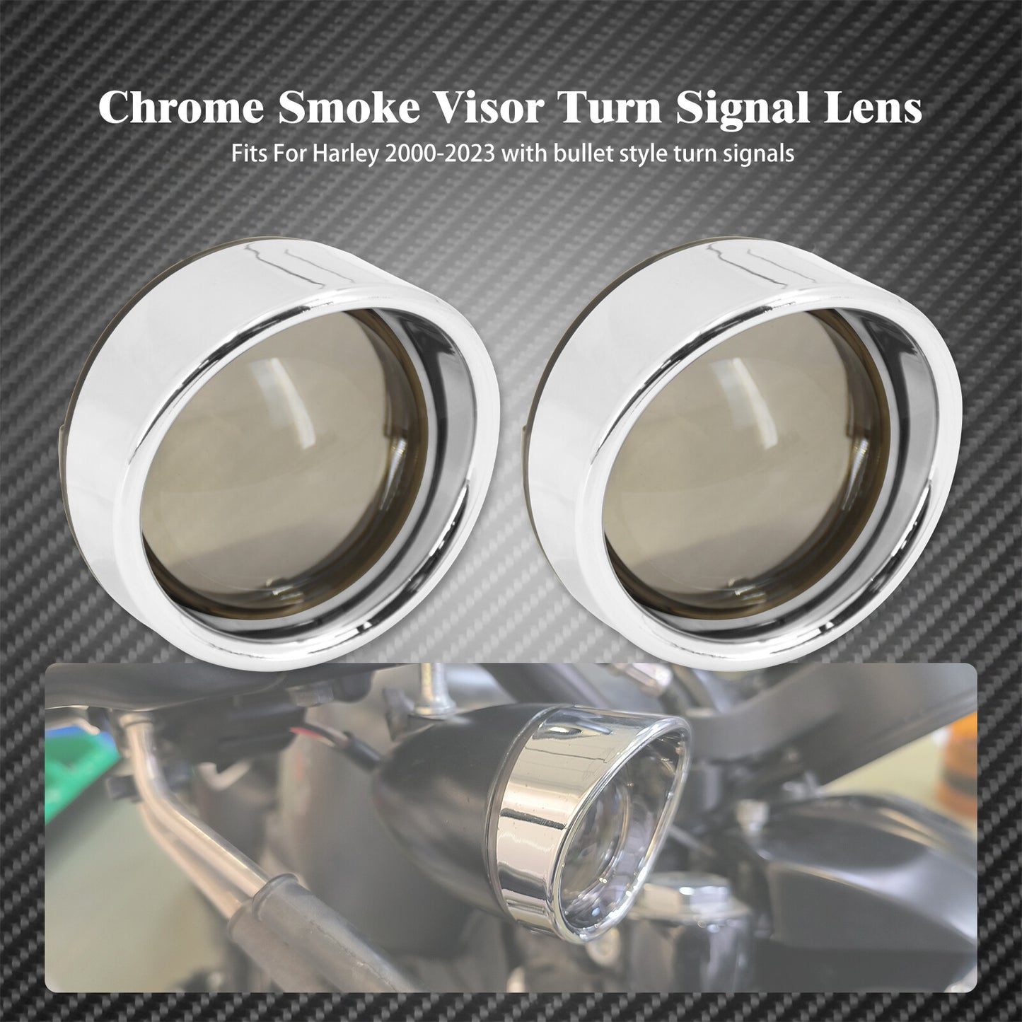 Turn Signal Lens Cover Visor Ring Fit for Harley Softail Sportster Chrome Smoke