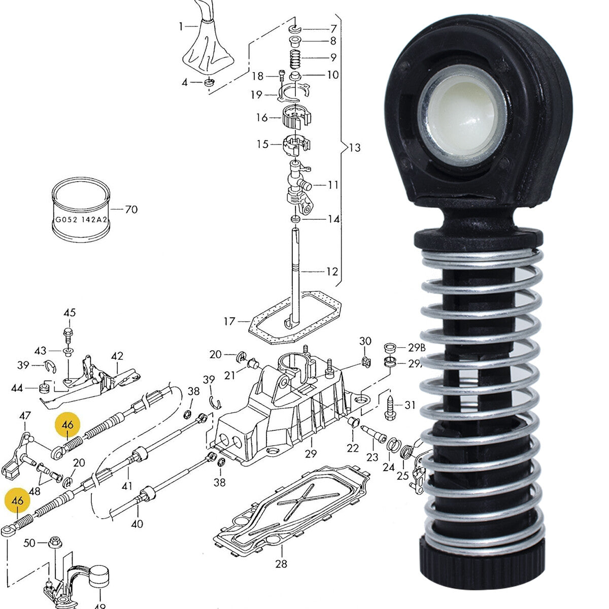 5/6 Speed Manual Bowden Gear Selector Shaft Cable End for VW Polo 6N/6V/9A/9J/9N