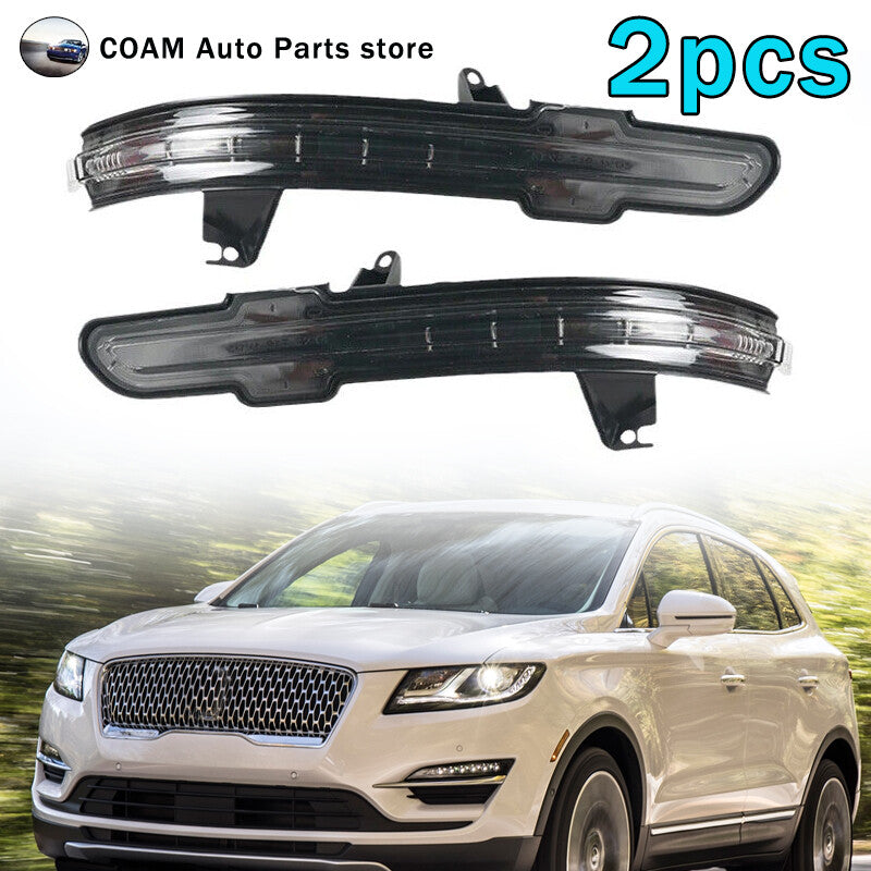 A pair of side LED turn signals for Lincoln MKC MKX Nautilus rearview mirrors