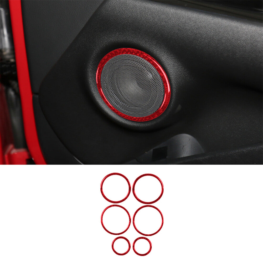 6Pcs Red Carbon Fiber Door Speaker Cover Trim for Toyota Supra A90 2019-2022