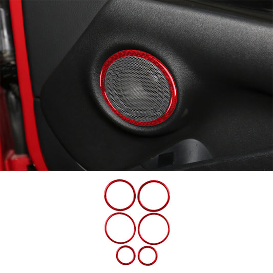 6Pcs Red Carbon Fiber Door Speaker Cover Trim for Toyota Supra A90 2019-2022