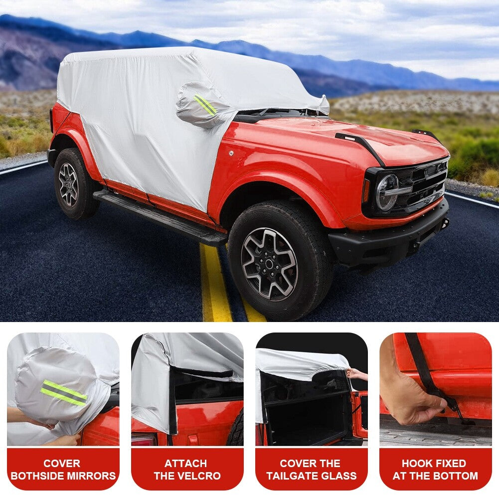 Half Car Cover for Ford Bronco 2021 2022 4 Doors Waterproof UV-Proof Outdoor