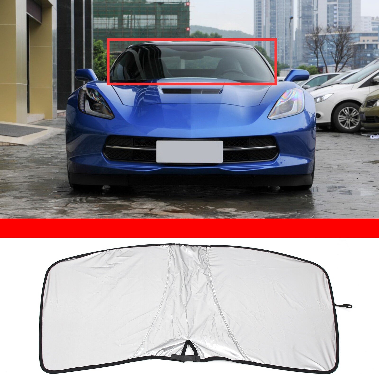 Foldable front and rear window sunshades for Corvette C7 2014 - 2017