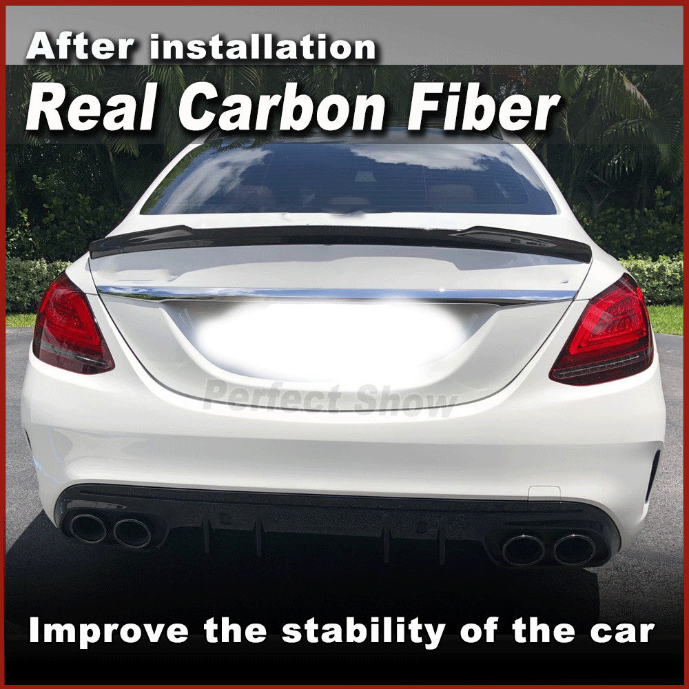 Carbon Rear Trunk Spoiler Wing Fit for Benz W205 C180 C200 C300 C43 C63 2015-20