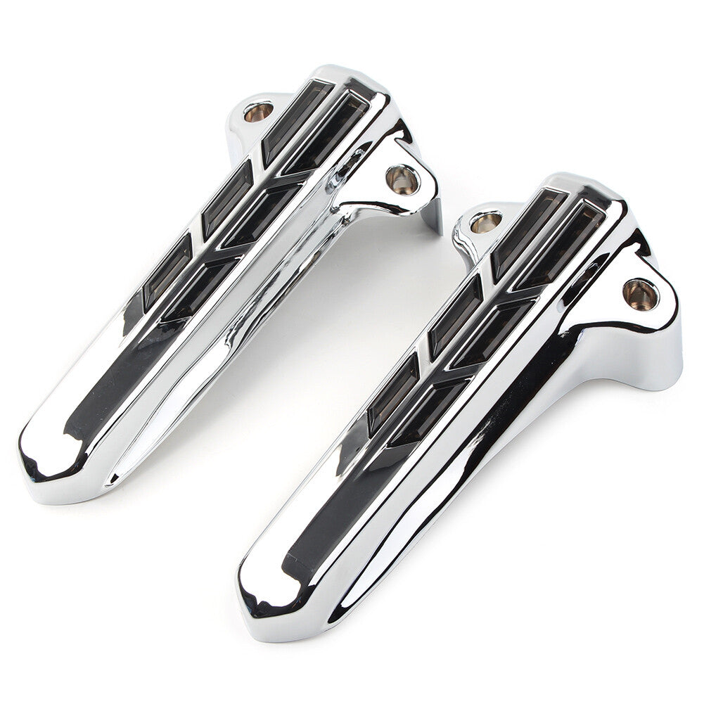 Front Lower Fork Leg Covers LED Light for Harley FLHR FLHTK FLHX Chrome-Smoken