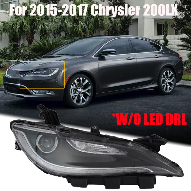 Passenger Side Halogen Headlight Assembly W/O LED DRL For 15-17 for Chrysler 200LX