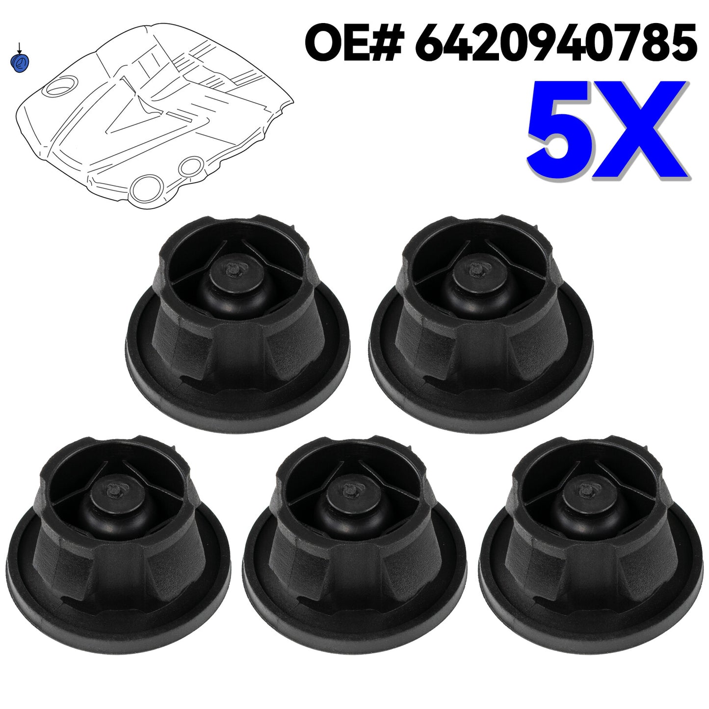 5 mounting element engine cover ball pan for Mercedes Benz C class W204
