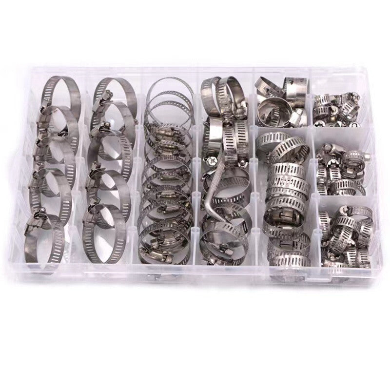 Car 80pc Hose Clamp Assortment Adjustable 10-44mm Gear Hose Clip Fuel Hose Clamp