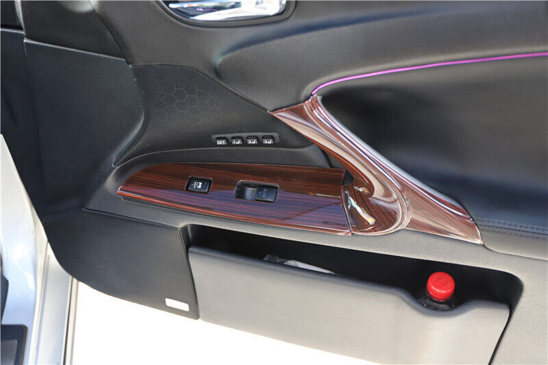Glass Window Lifting Lock Panel Trim Inner 4PCS Fit for Lexus IS 06-11 Red Wood