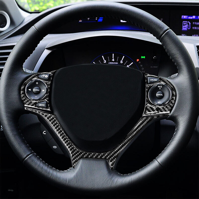 Real Carbon Fiber Car Steering Wheel Cover Trim for Honda for Civic 9th 2012-2015