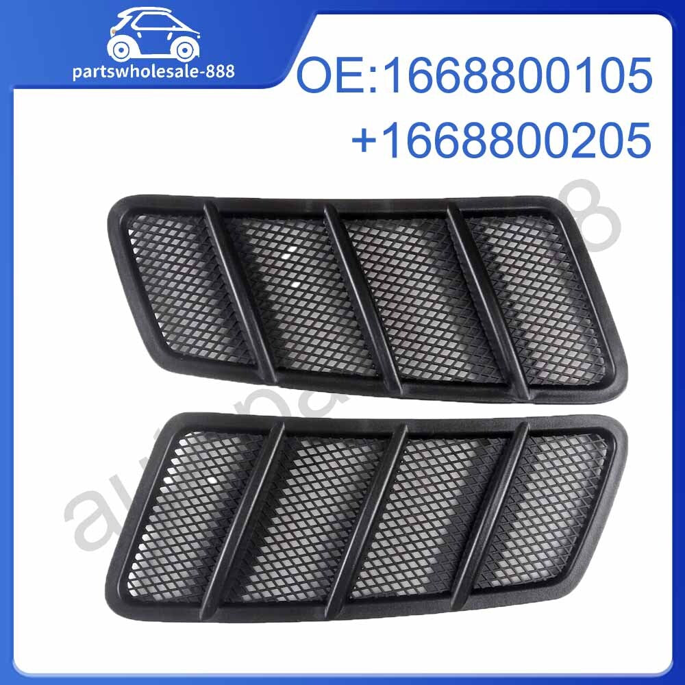 A pair of front hood vents with air mesh grille trim covers suitable for Mercedes W166 GL/GLE/GLS
