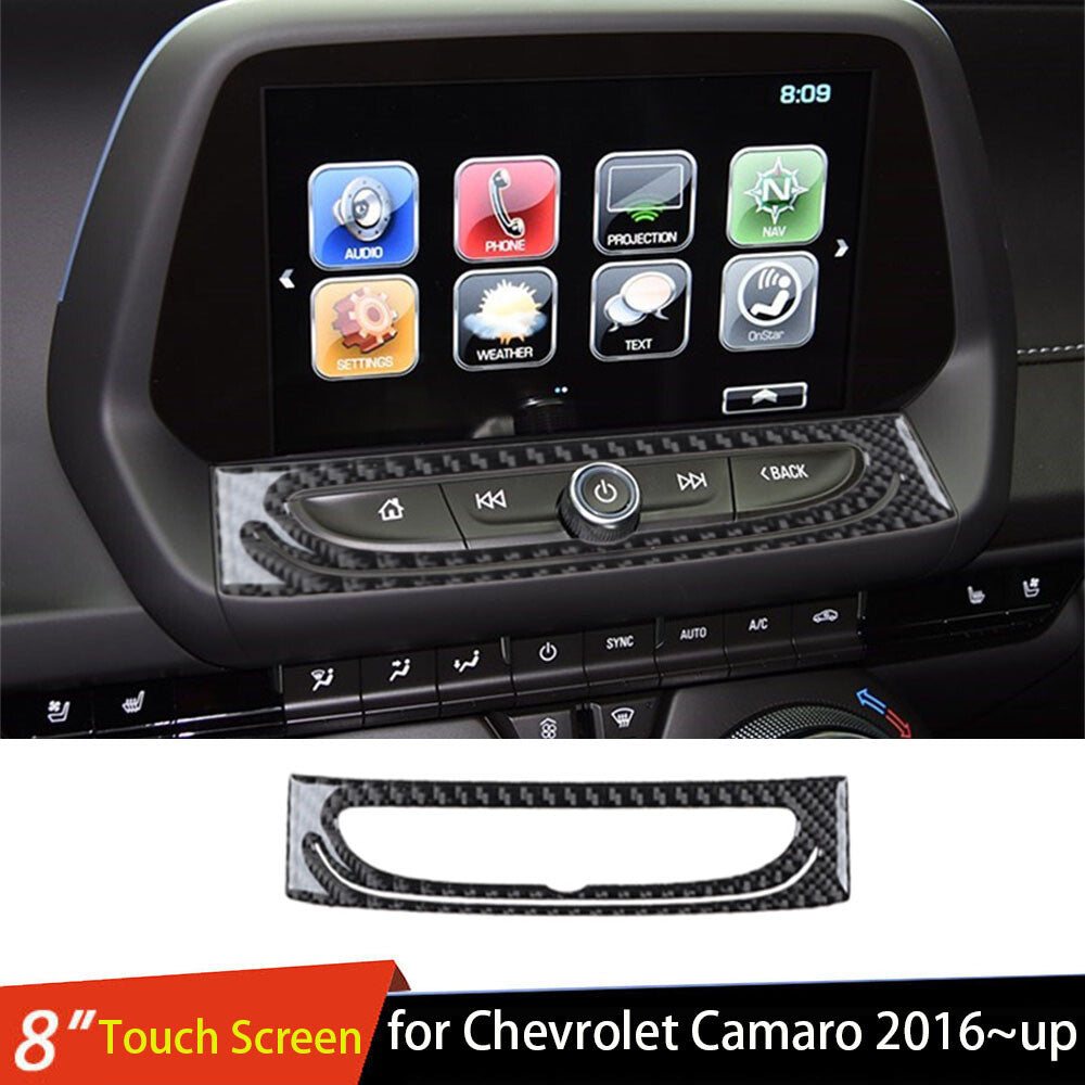 Carbon Fiber 8'' Touch Screen Navigation Lower Trim for Chevrolet Camaro 2016-23