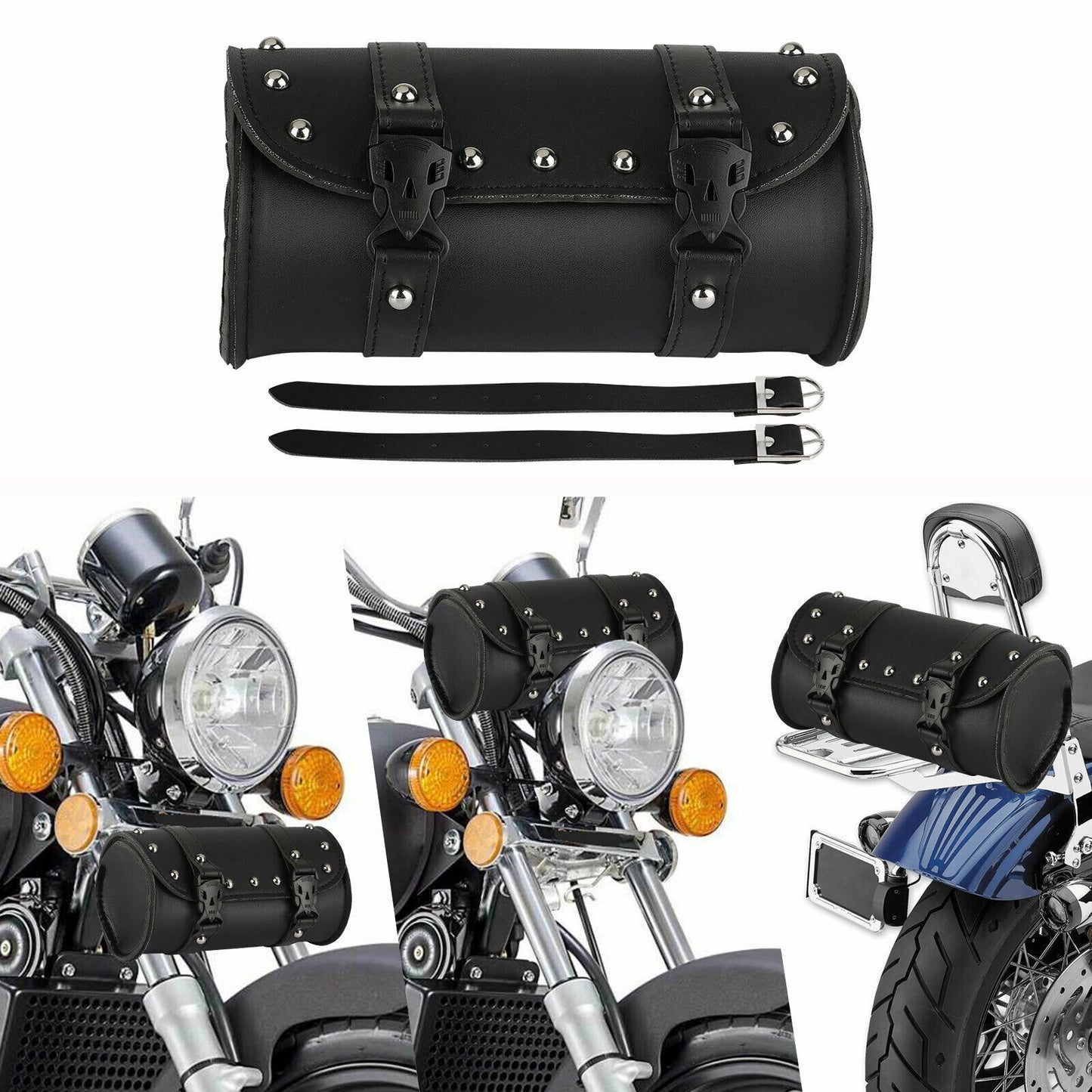 Motorcycle waterproof fork tool bag storage luggage box saddle bag black