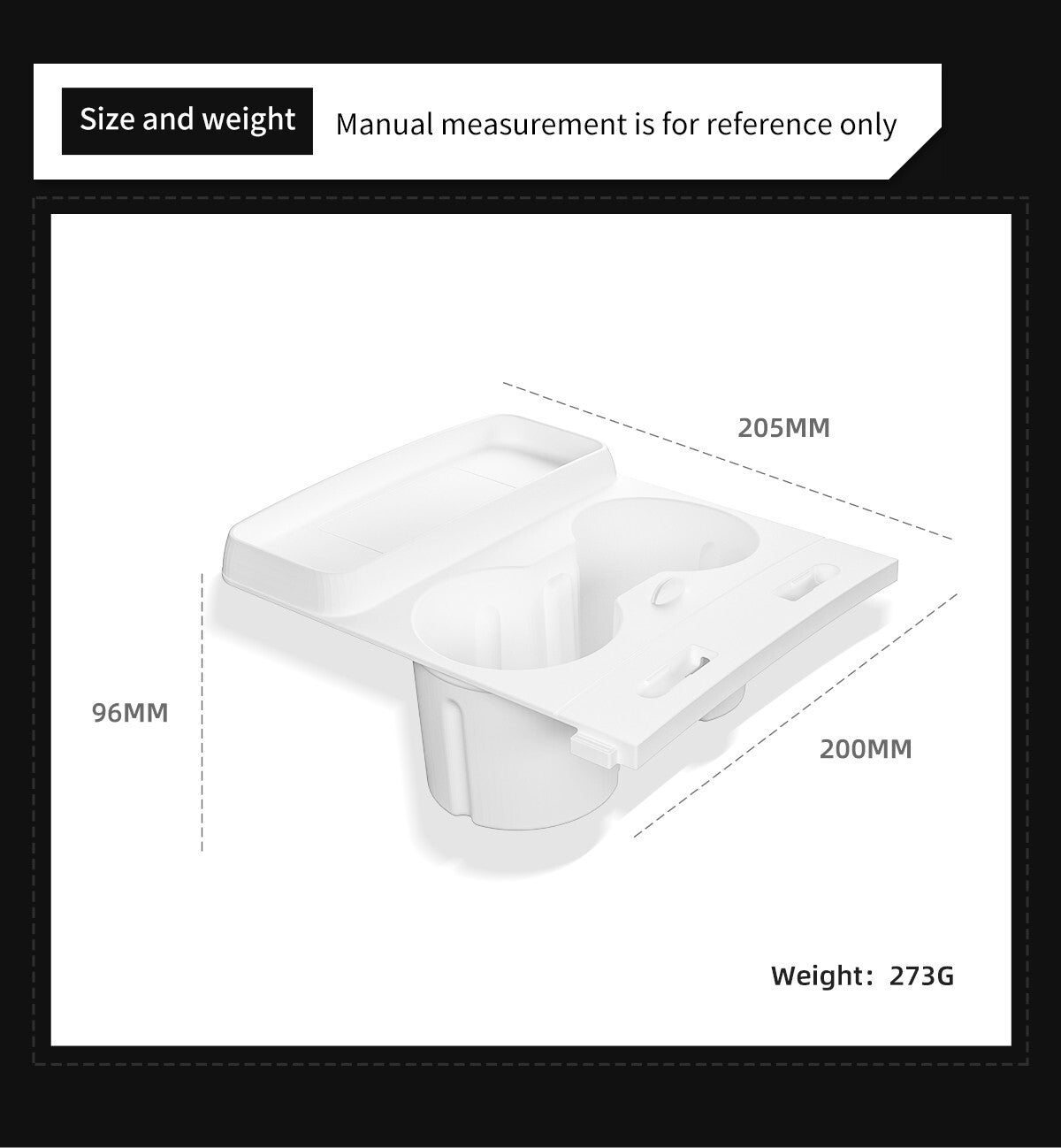 for Tesla for Model Y /3 Central Control Storage Box Cup Holder Drinks Grey