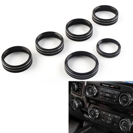 Air Conditioner Switch CD Button Ring Knob Trim Fit for Ford F150 XLT 2015-20 Black