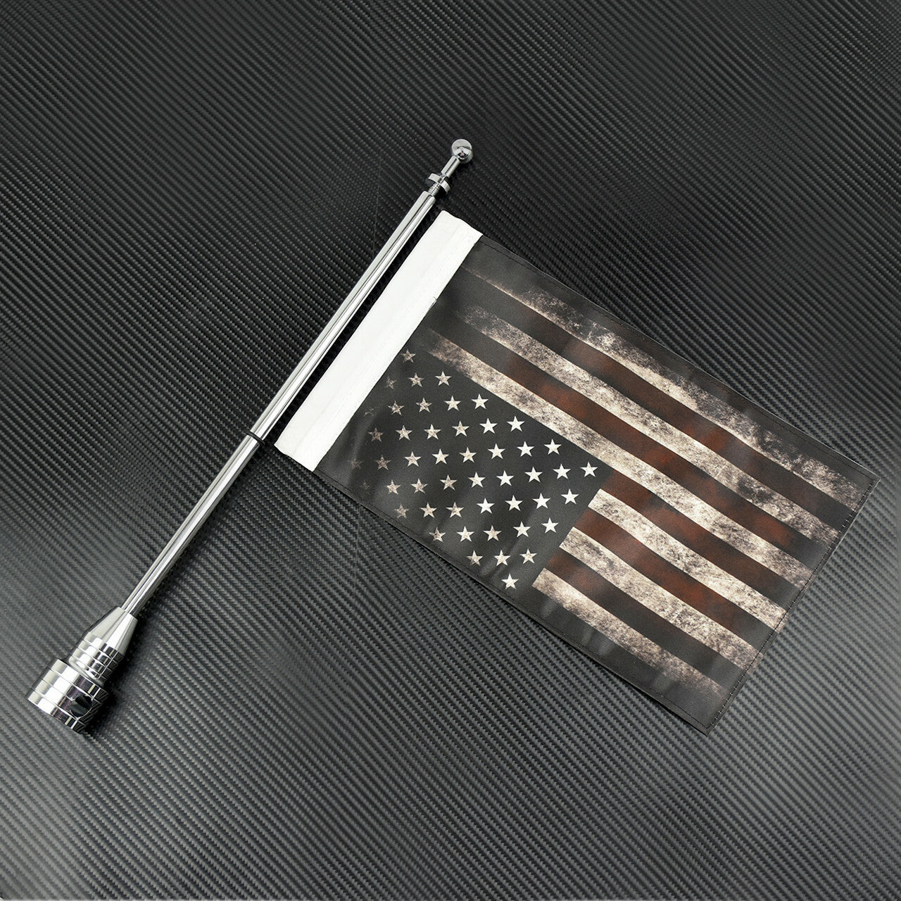 Retro America Flag Rear Side Mount Luggage Rack Chrome Flag Pole Fit for Harley