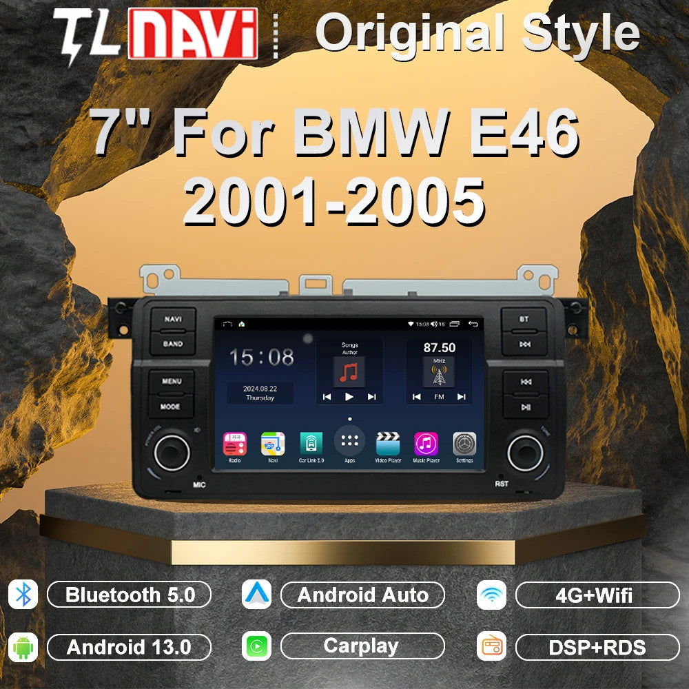 for BMW E46 M3 318 320 325 330 335 2001-2005 Stereo GPS CarPlay Car Radio Screen