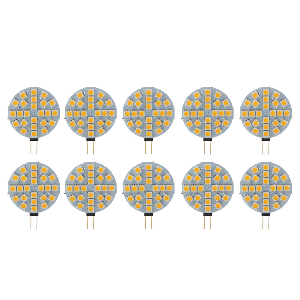 DC12V G4 Socket LED 5050 SMD 24 LED Warm White Light Lamp Round Bulb Fit Car 10x