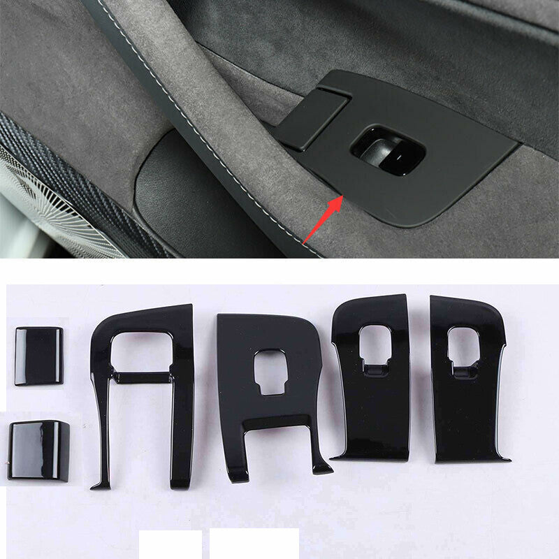 Gloss black Window Switch Lift Button Frame Trim 6X for Tesla Model 3 2017-2023