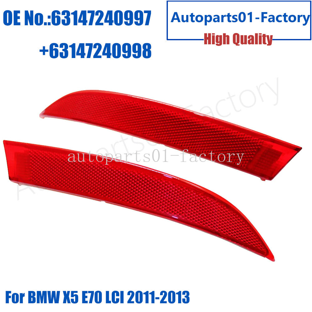1Pair Rear Tail Brake Bumper Reflector Lamp Red for BMW E70 X5 LCI 2011-2013