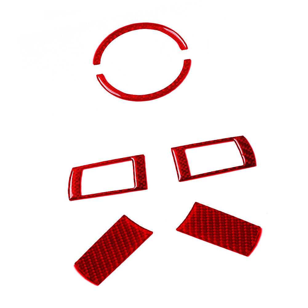 6Pcs Red Carbon Fiber Steering Wheel Button Cover Trim Type B for Chrysler 300