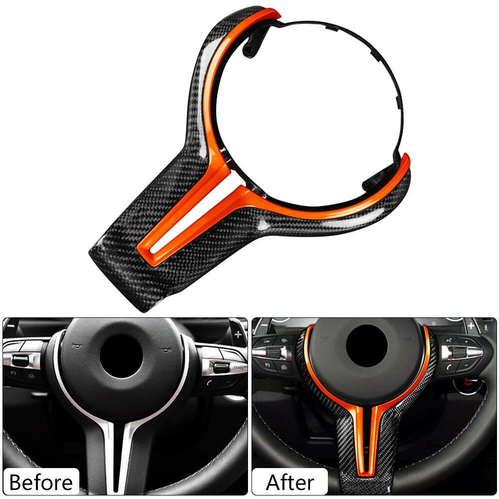 Fits For M series M4 F82 2014-2018 Orange Carbon Fiber Steering Wheel Trim