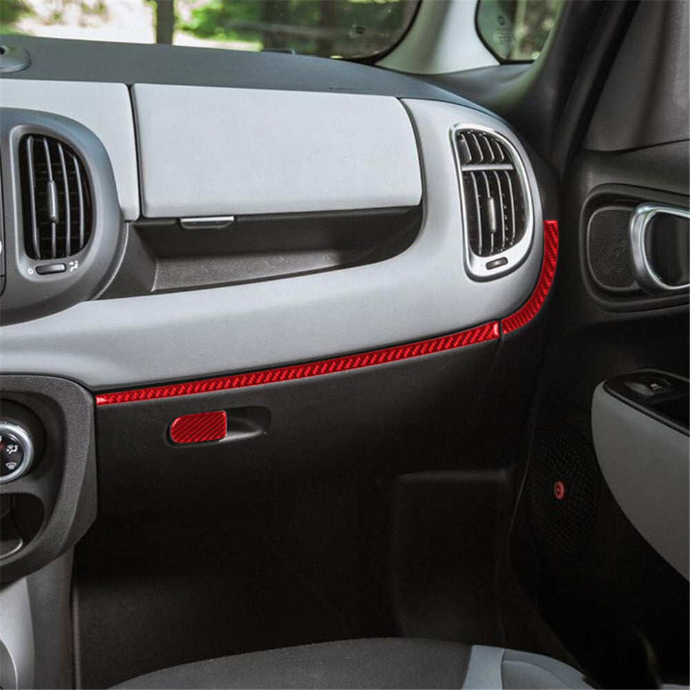 3X Red Carbon Fiber Interior Decor Glove Box Cover Trim for Fiat 500L 2014-2017