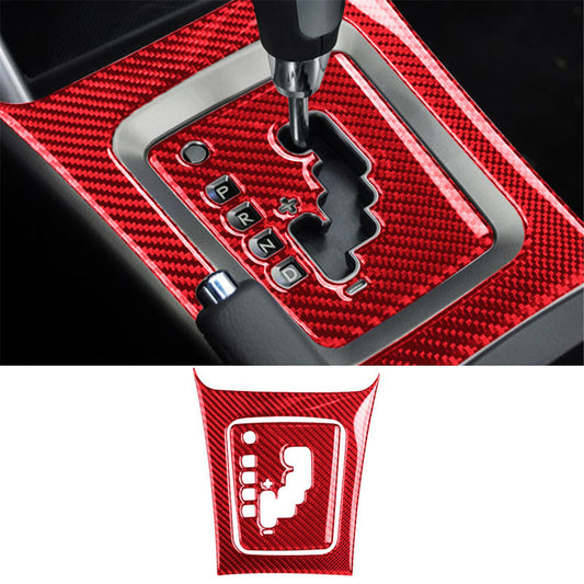 2x Red Carbon Fiber Interior Gear Shift Cover Trim for Subaru Forester 2009-2013