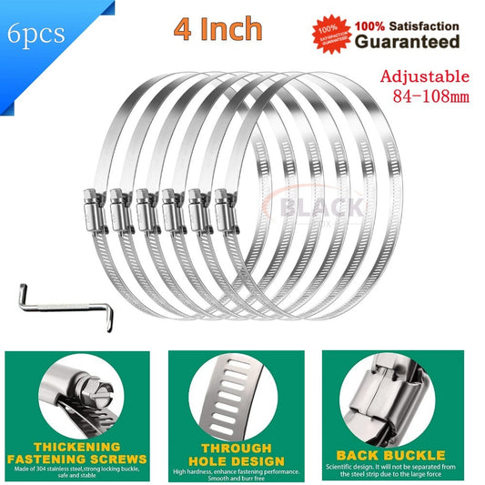 4-inch hose clamp, stainless steel dryer ventilation hose, metal worm drive gear hose clamp
