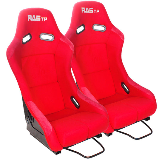 1Pair Red Universal Racing Adjustable Bucket Reclinable Seats  Slider Rail