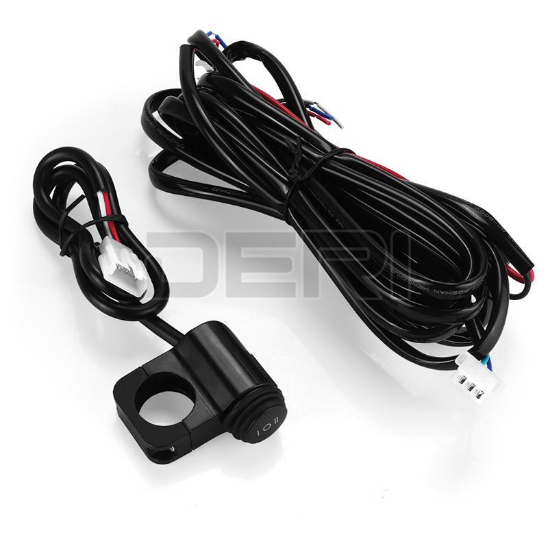 2.2M Motorcycle Spot Fog Light Headlight Wiring Harness Cable On-Off Switch