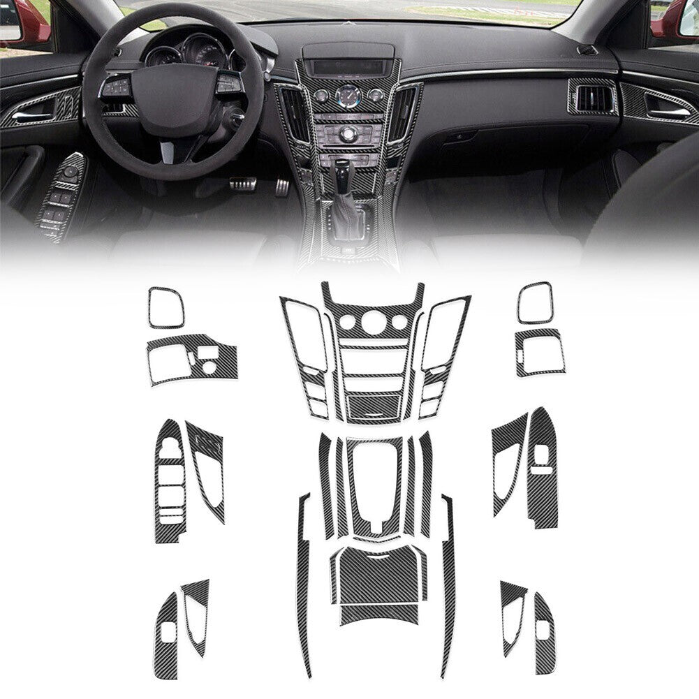 31Pcs Carbon Fiber Full Interior Decorative Cover Trim for Cadillac 2008-13