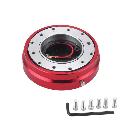 6 Hole Steering Wheel Quick Release Hub Racing Adapter Snap Off Bolt Red