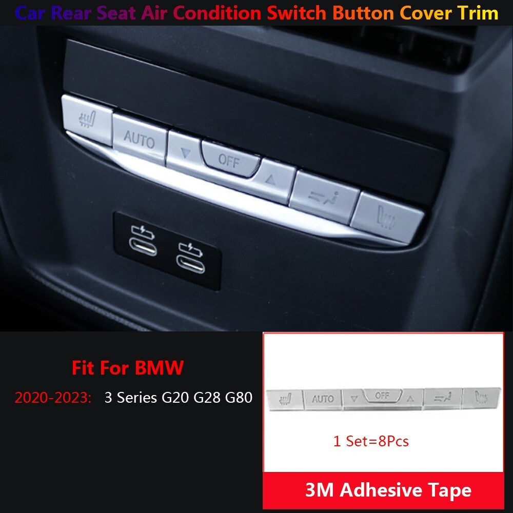 6Pcs for BMW 3 Series G20 G80 G28 Car Rear for Seat AC Air Switch Button Cover Trims