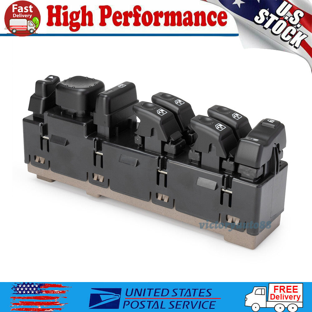 Front drive left-side power window switch, black, for Chevrolet Silverado 15883320