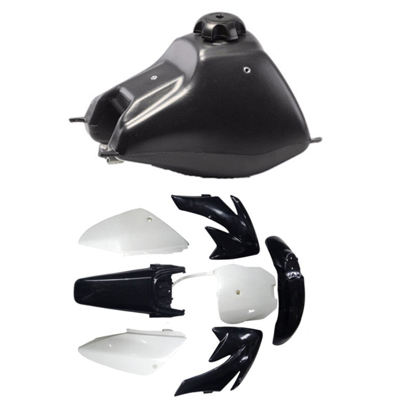 Plastic mudguard kit for CRF70 and XR70 Thumpstar Dirt Pit bicycles (125cc/140cc) with fuel tank.