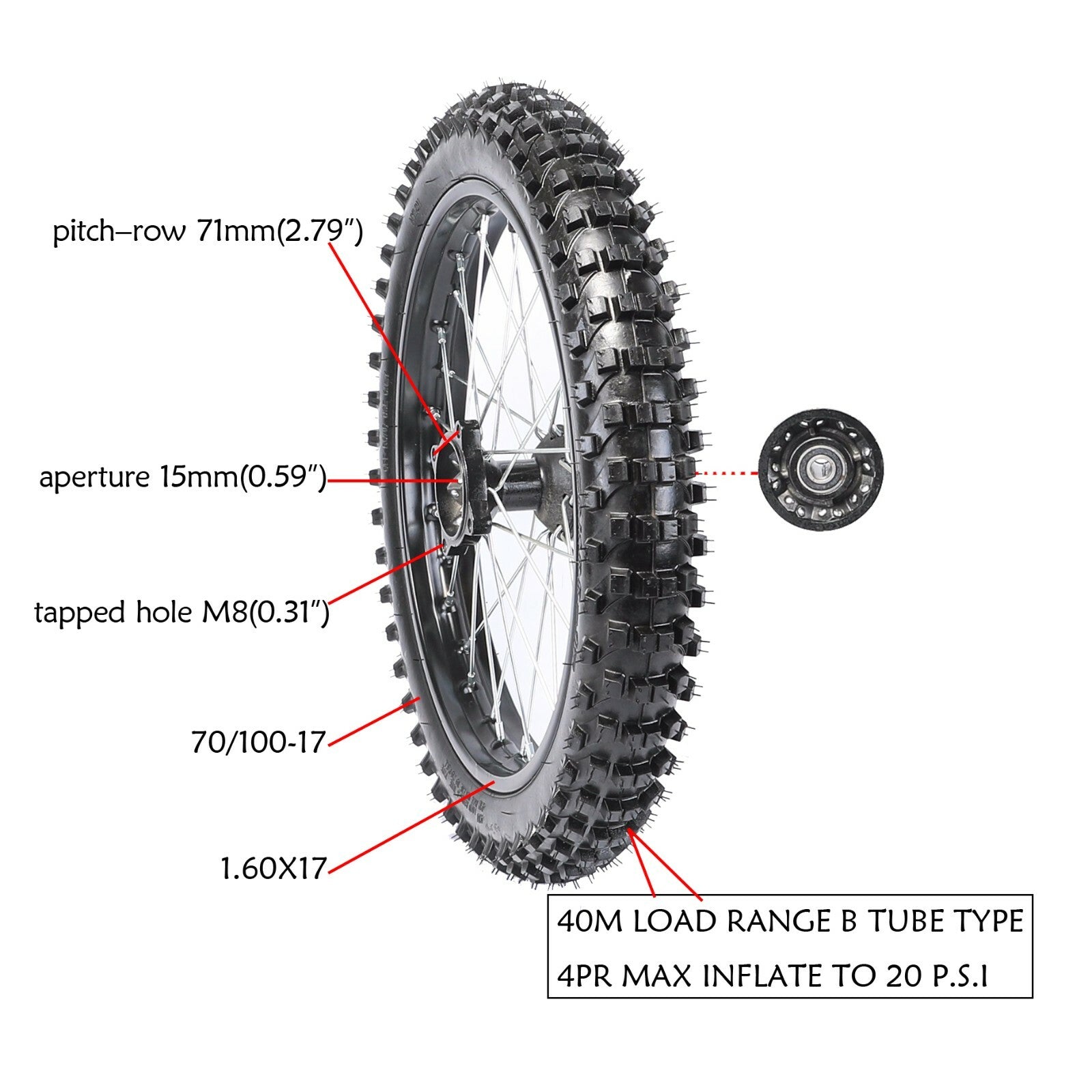 14-inch and 17-inch front and rear 90/100-14, 70/100-17 large wheels Apollo dbx18