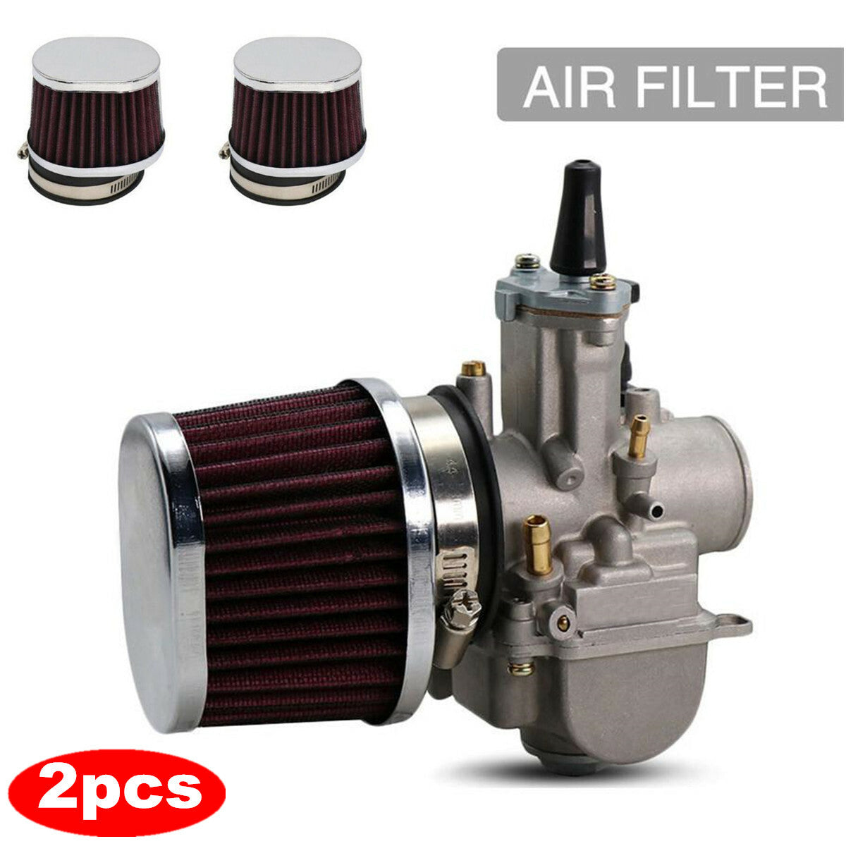 2x 38mm Air Filter POD Cleaner Fit For Bike Dirt ATV Quad Pit Motorcycle