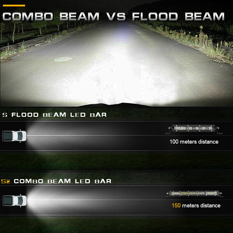 10inch Ultra Slim LED Work Light Bar Spot Flood Combo Fog Offroad Driving SUV