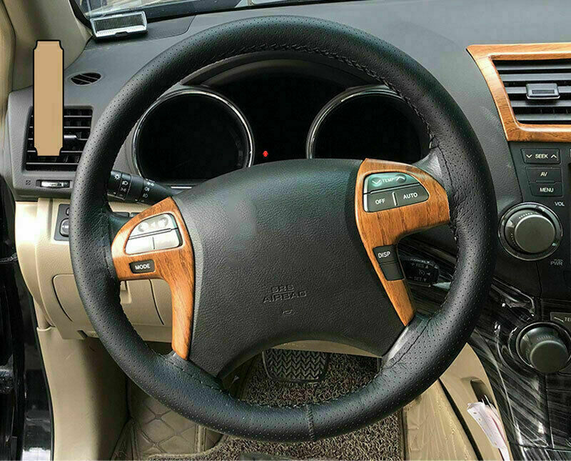Wood Grain Look Steering Wheel Switch Cover Trim for Toyota Highlander 2008-2013