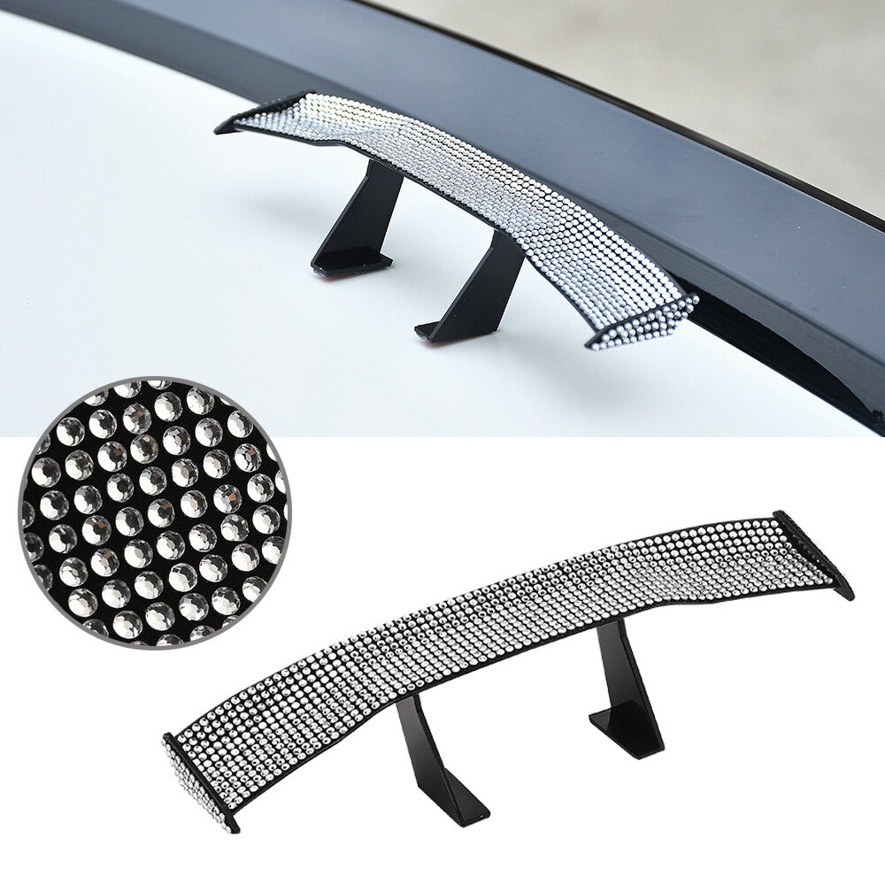 6.89inch for Mini Universal Decorative Spoiler Wing for All Car White Rhinestone