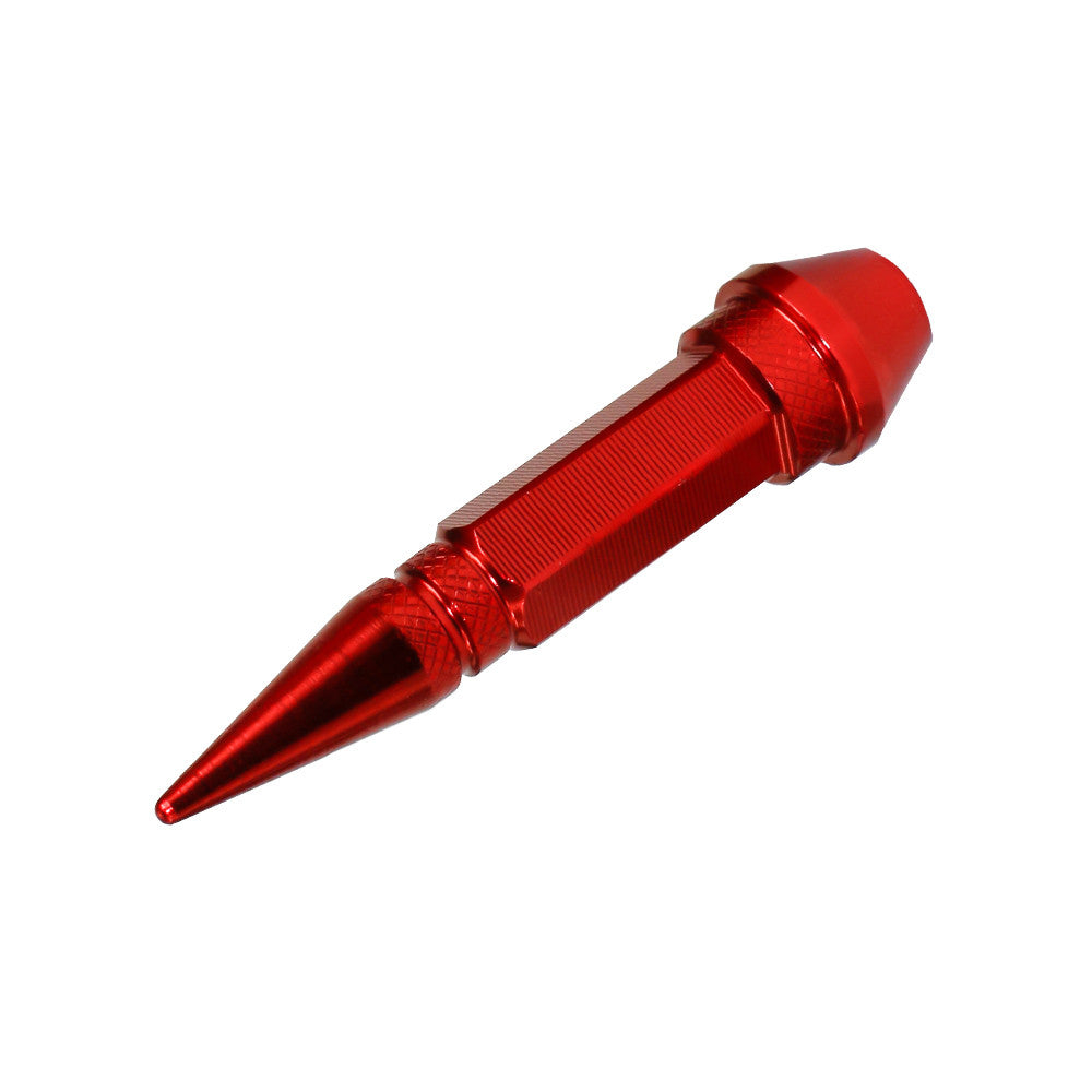 Red 4pcs Aluminum Tire Wheel Rim Valve Cap Type Spiked Air Port Dust Cover Stems