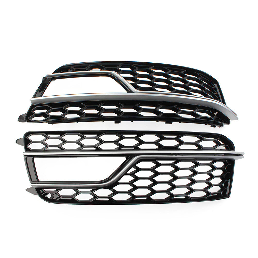 Pair Bumper Honeycomb Mesh Fog Light Grille Cover for Audi A5 S5 13-17 13