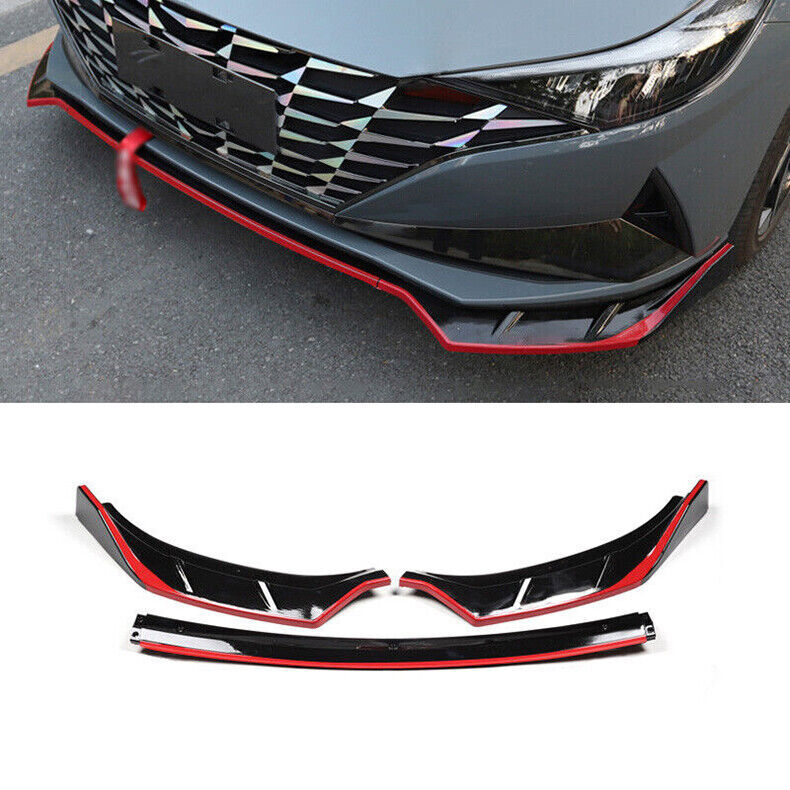 for Hyundai for Elantra 2021-23 BlackRed Front Bumper Lip Chin Splitter Spoiler Kit