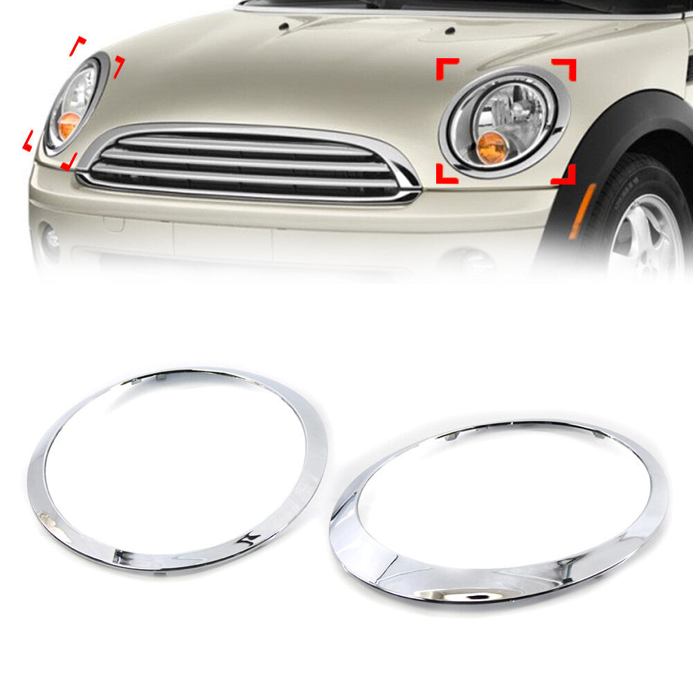 2x Chrome Headlight Trim Ring Fit for BMW for MINI R55 R56 R57 R58 R59